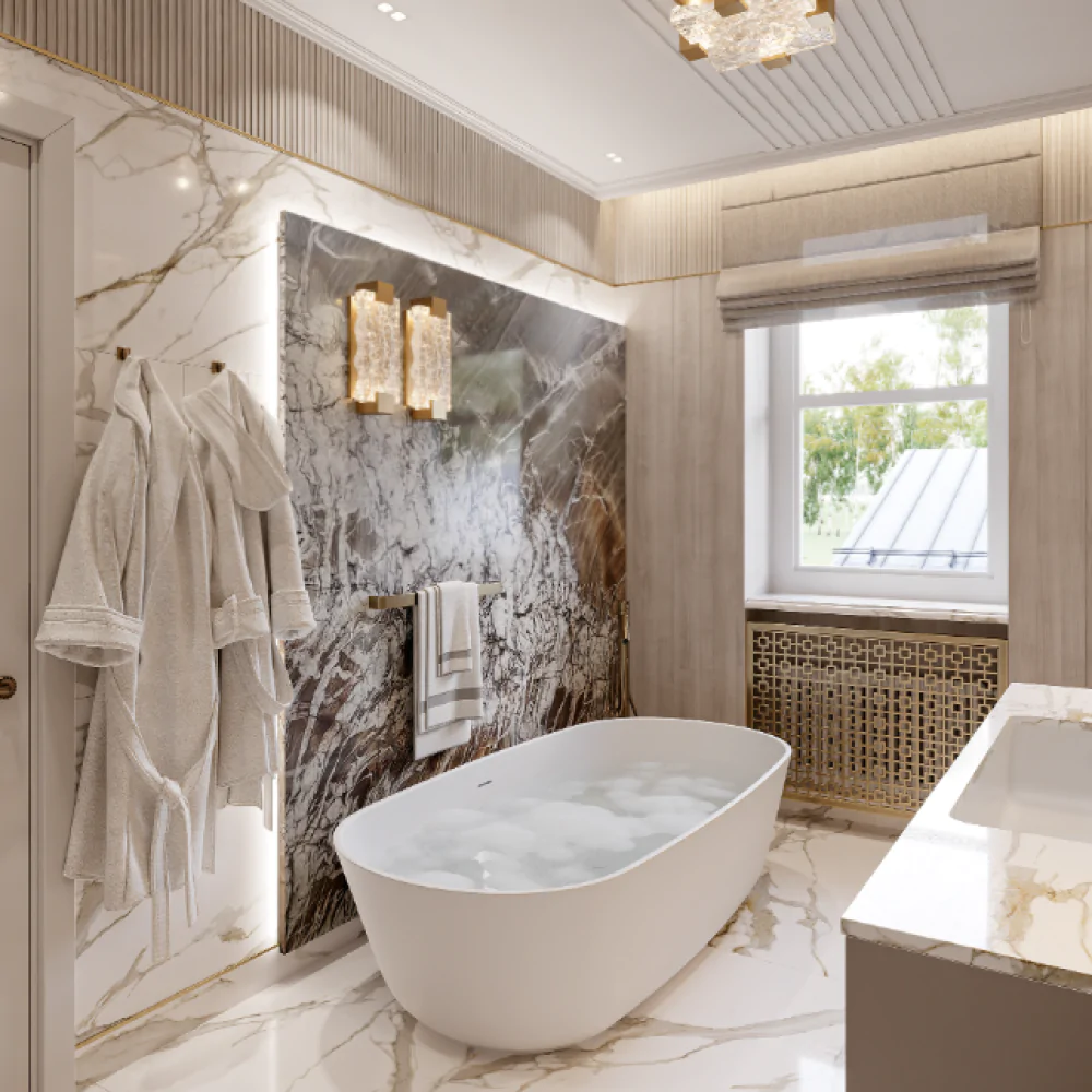 Дизайн інтер'єру ванної кімнати у стилі арт-деко