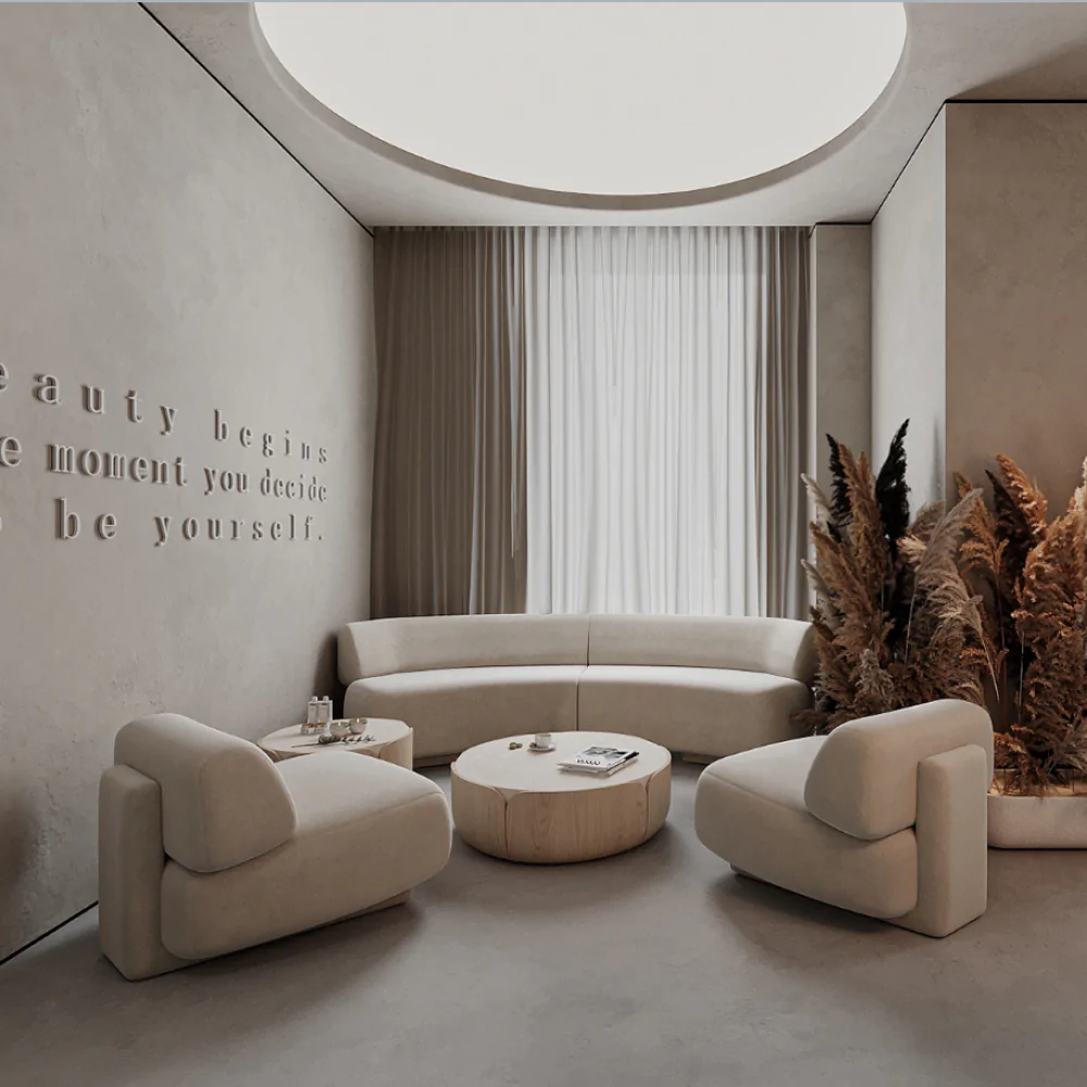 диван салону краси у стилі мінімалізм