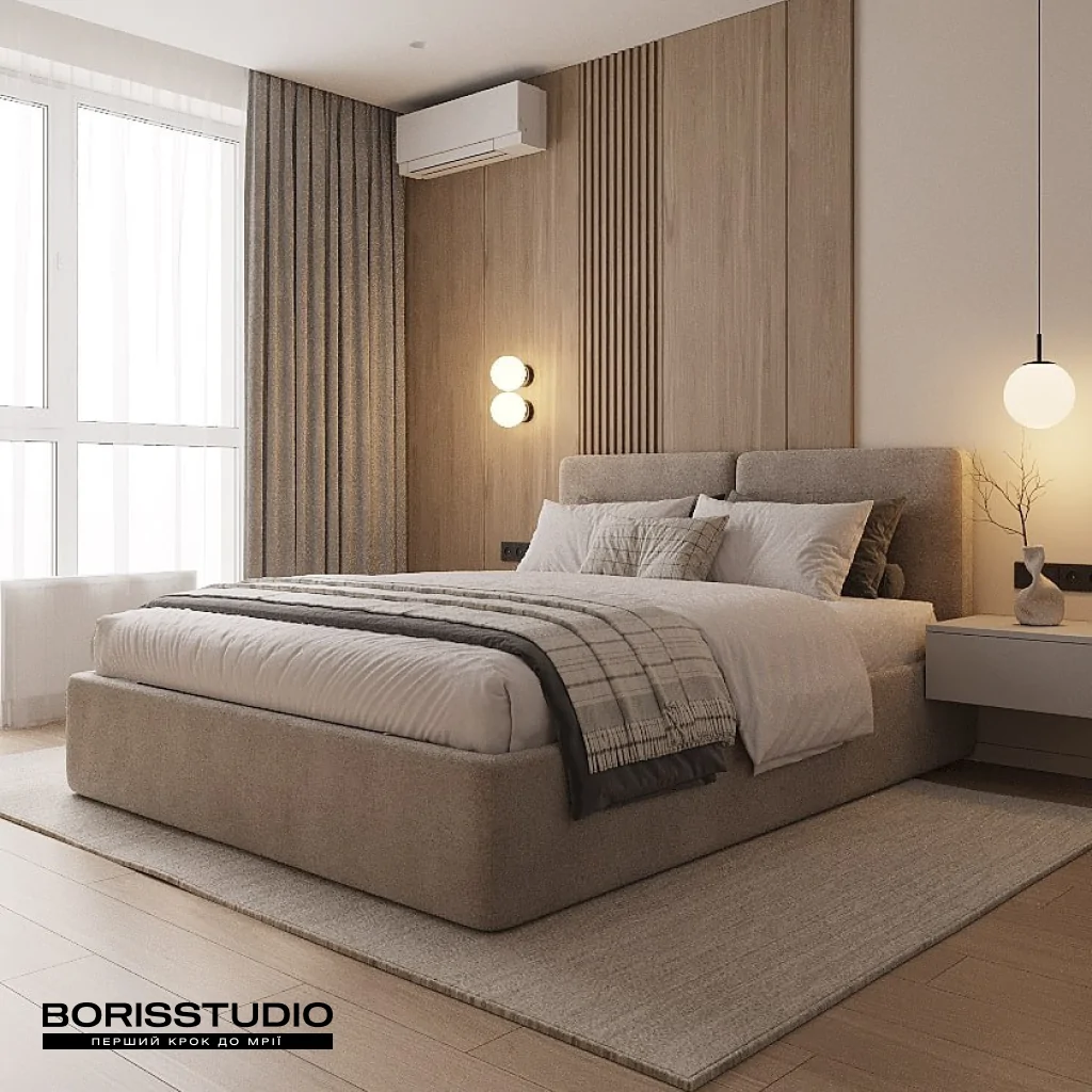 Интерьер спальни в бежевом цвете