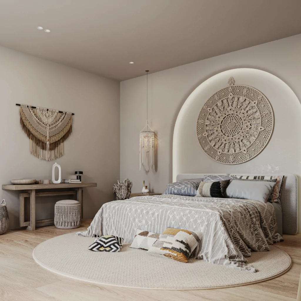 Дизайн интерьера спальни в стиле бохо