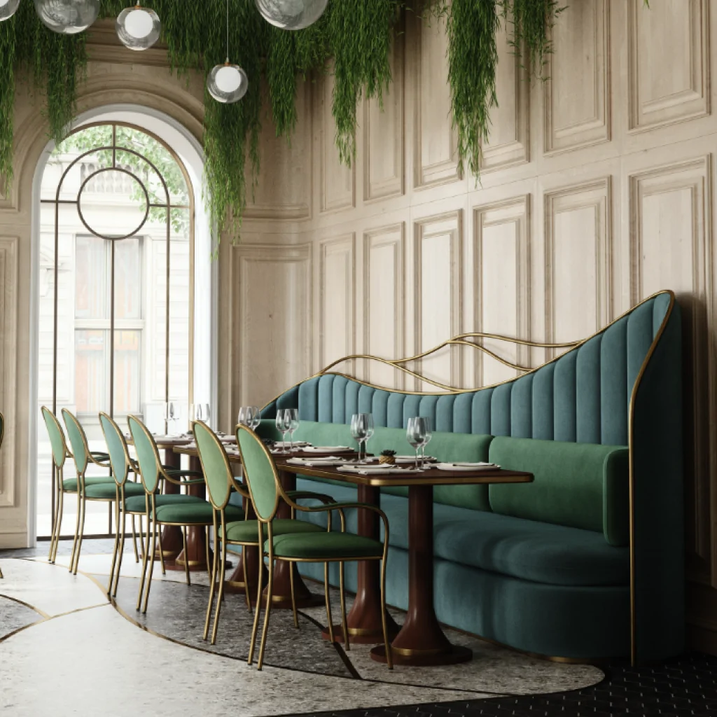 Меблі в дизайні ресторану в стилі модерн