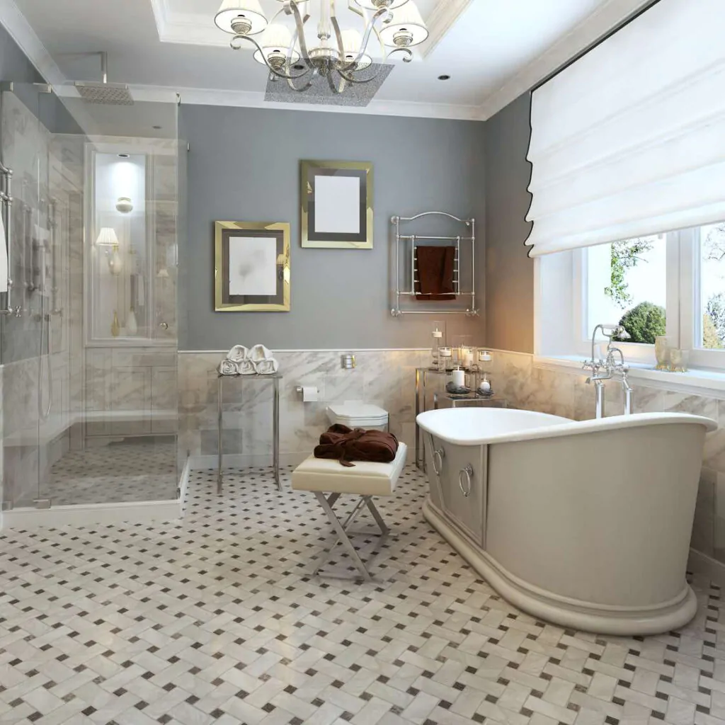 Дизайн-проект ванной комнаты в стиле кантри