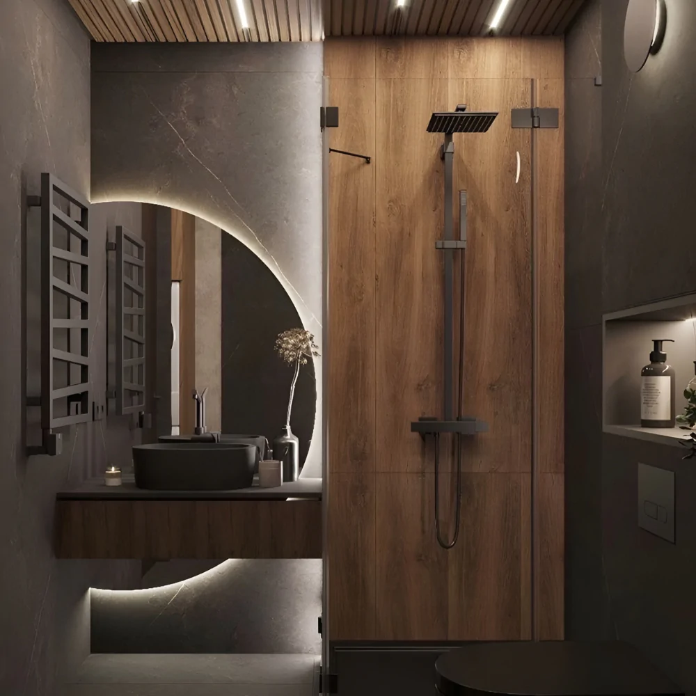 Оздоблення стін деревом у ванній кімнаті