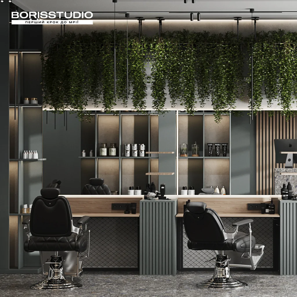 Дизайн інтер'єру барбершопу в Іспанії