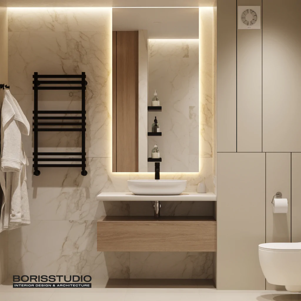 Дизайн ванної приватного будинку в сучасному стилі