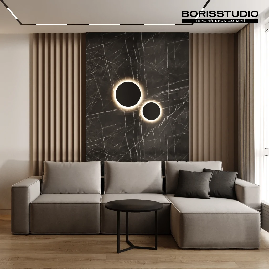 Дизайн-проект интерьера гостиной в стиле лофт