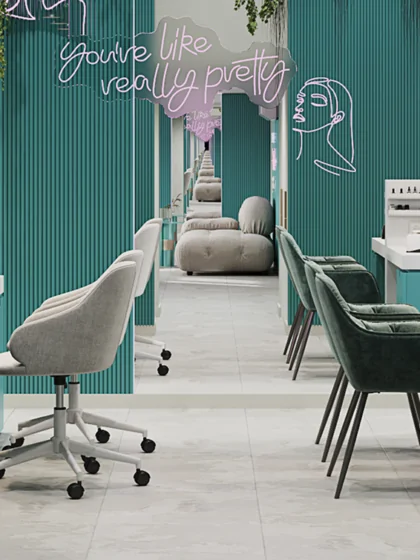 Особливості інтер’єру салону краси в зеленому кольорі