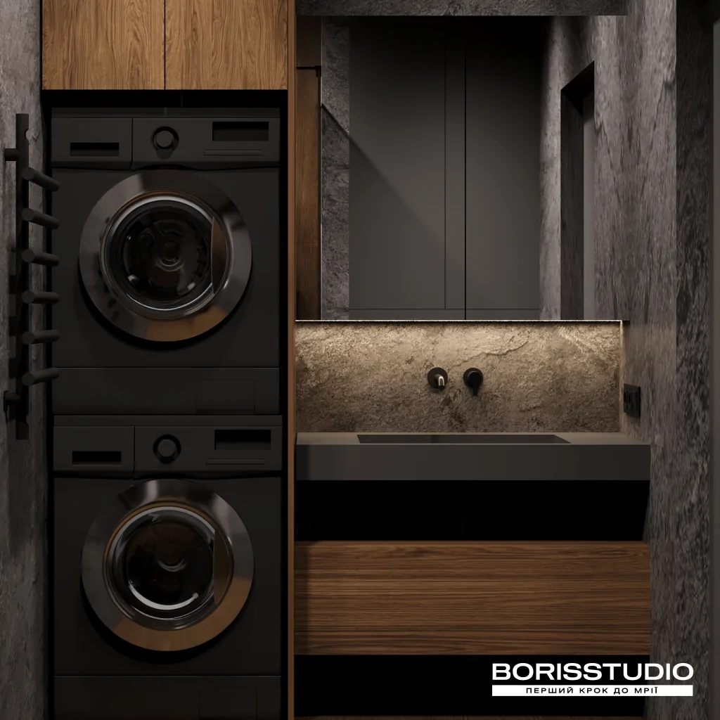 Дизайн-проект ванной комнаты в стиле лофт