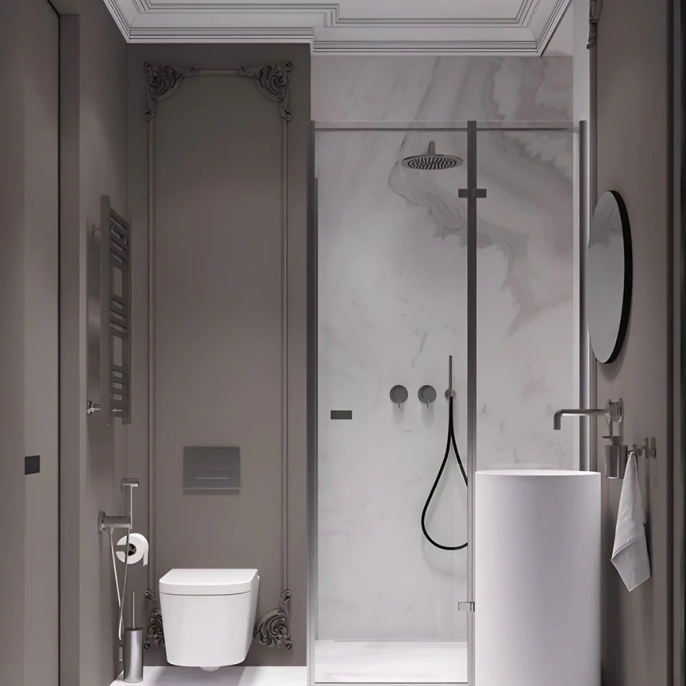 Ванна кімната з душовою кабіною в класичному стилі