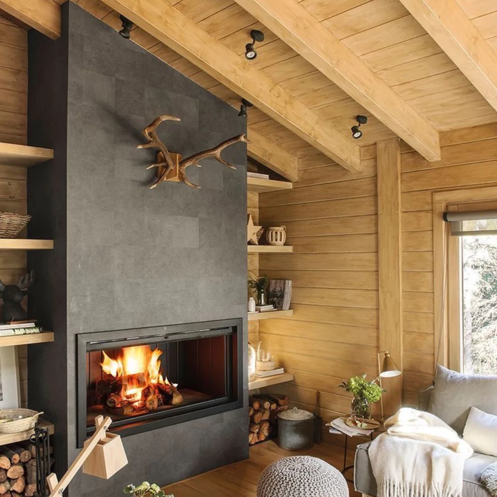 Інтер'єр вітальні у приватному дерев'яному будинку