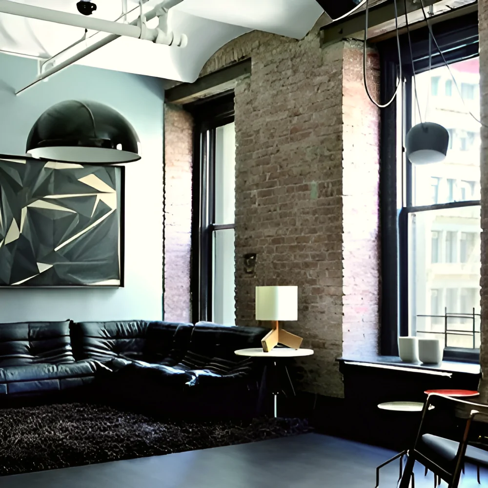 Дизайн интерьера гостиной в квартире в стиле гранж