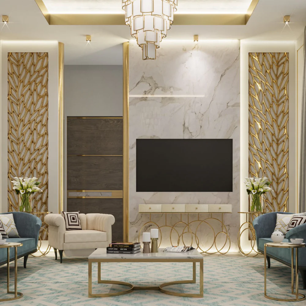 Вітальня котеджу в стилі модерн