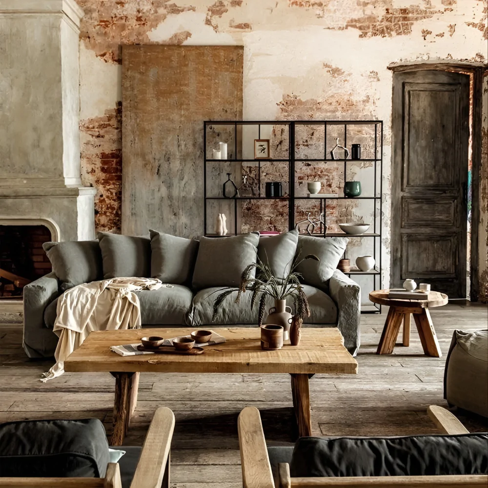 Гостиная в стиле гранж для интерьера квартиры