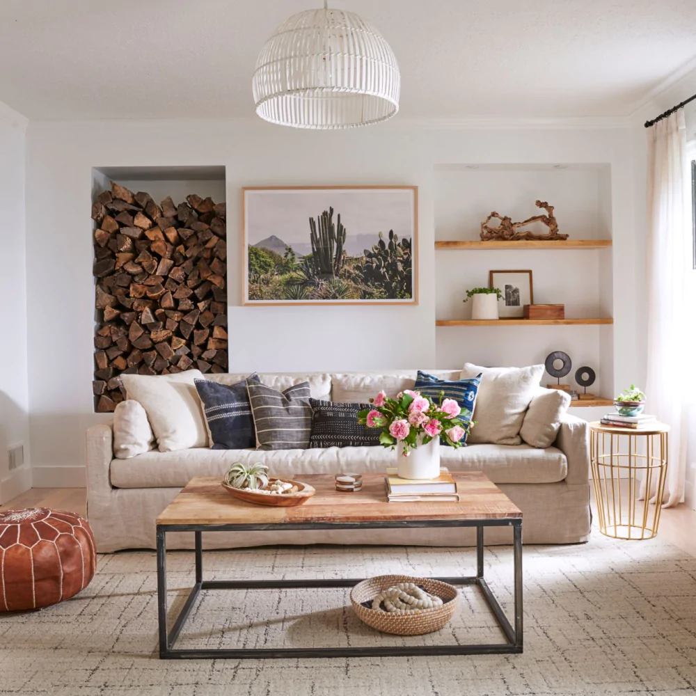 Дизайн вітальні для квартири в стилі кантрі