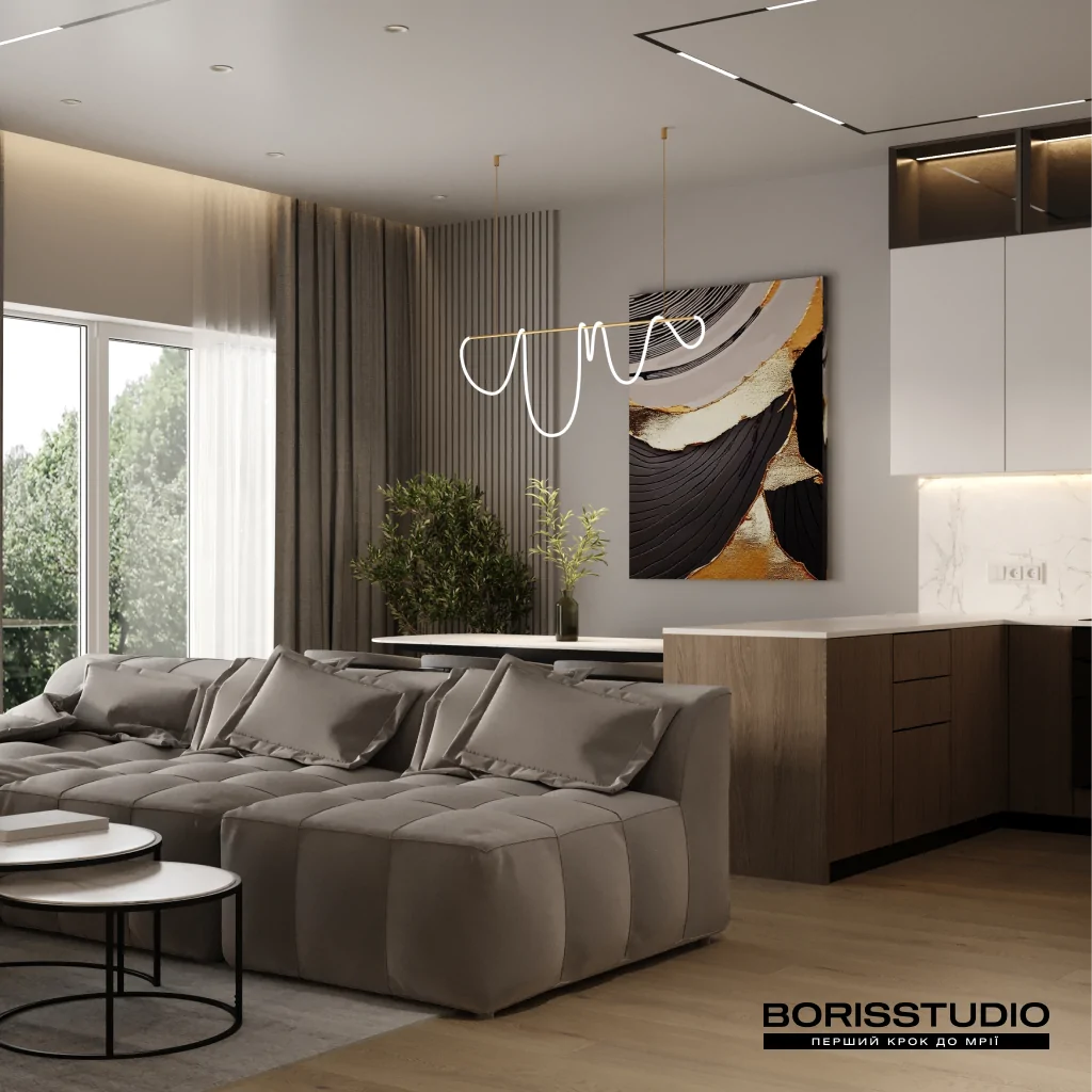 Дизайн-проект інтер'єру кухні-вітальні