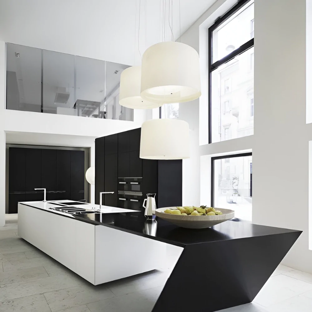 Дизайн кухні без верхніх шаф у стилі хай-тек