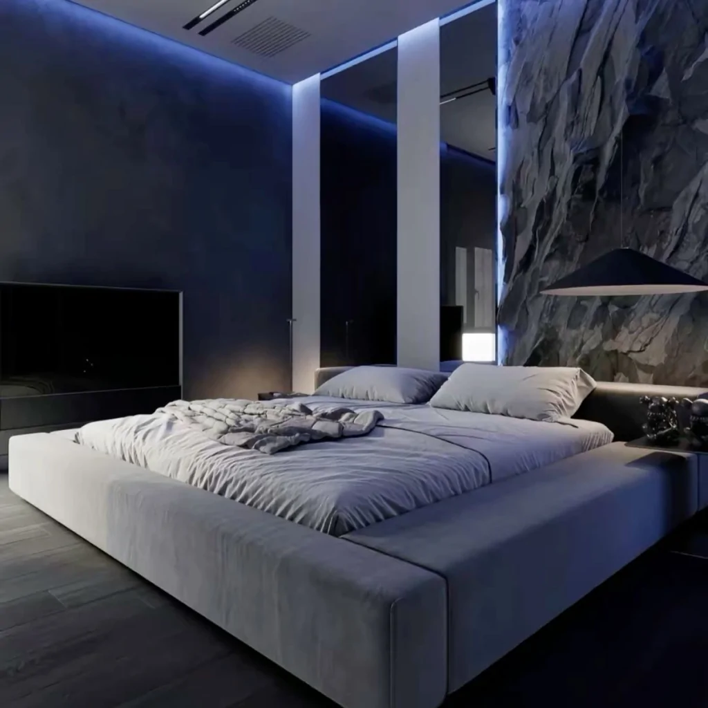 Дизайн интерьера спальни в стиле хай-тек