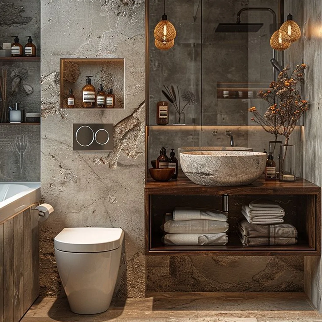 Дизайн інтер'єру ванної кімнати в індустріальному стилі