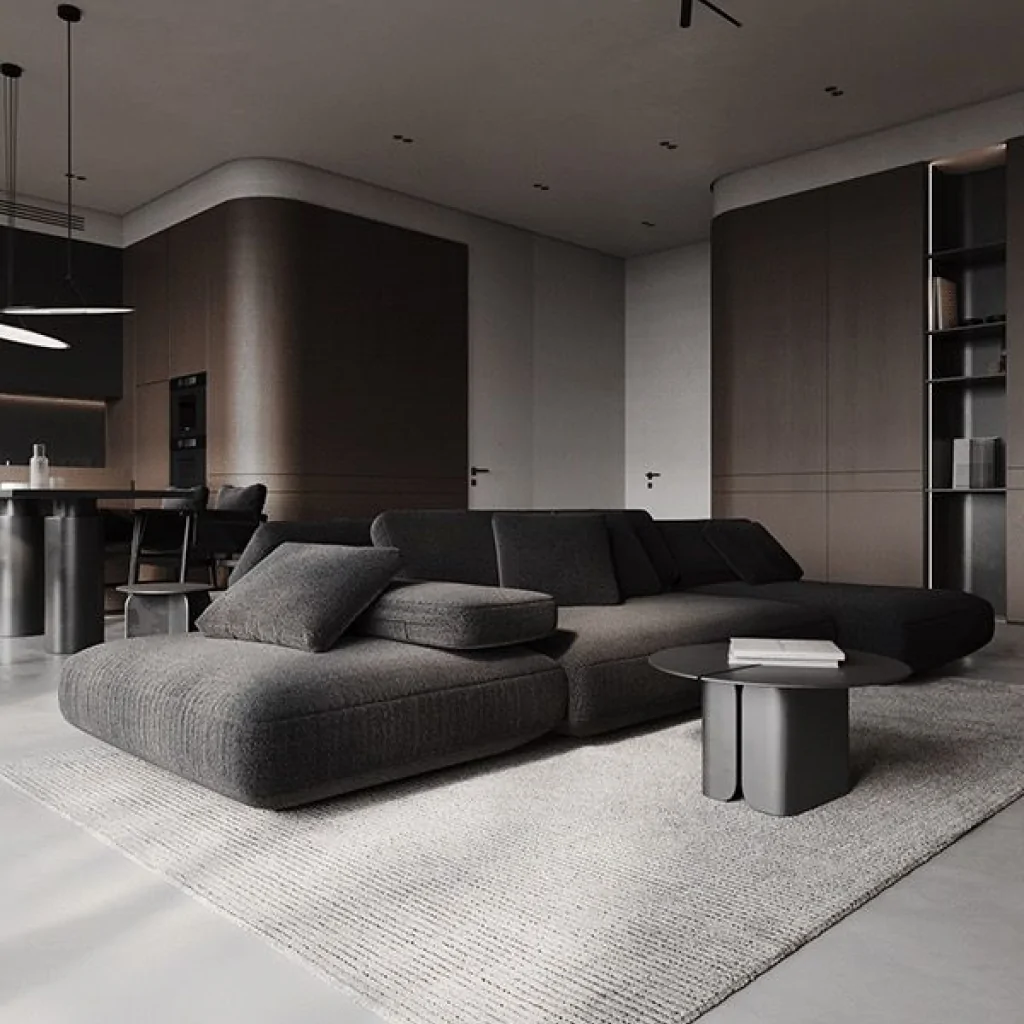 Дизайн інтер'єру вітальні в стилі хай-тек