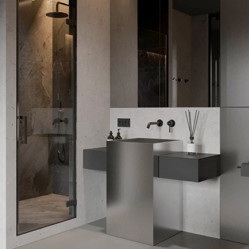 Дизайн ванної кімнати в стилі хай-тек