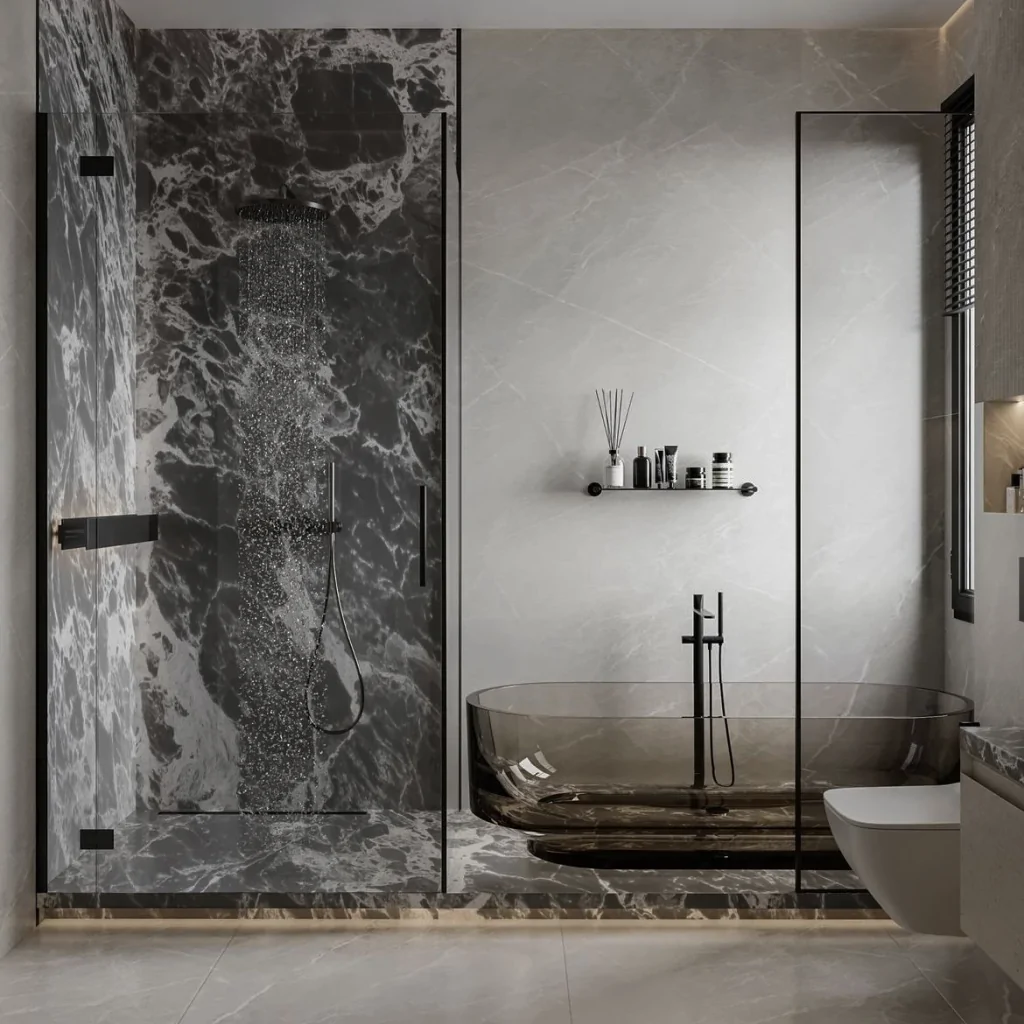 Дизайн-проект ванної кімнати в стилі хай-тек