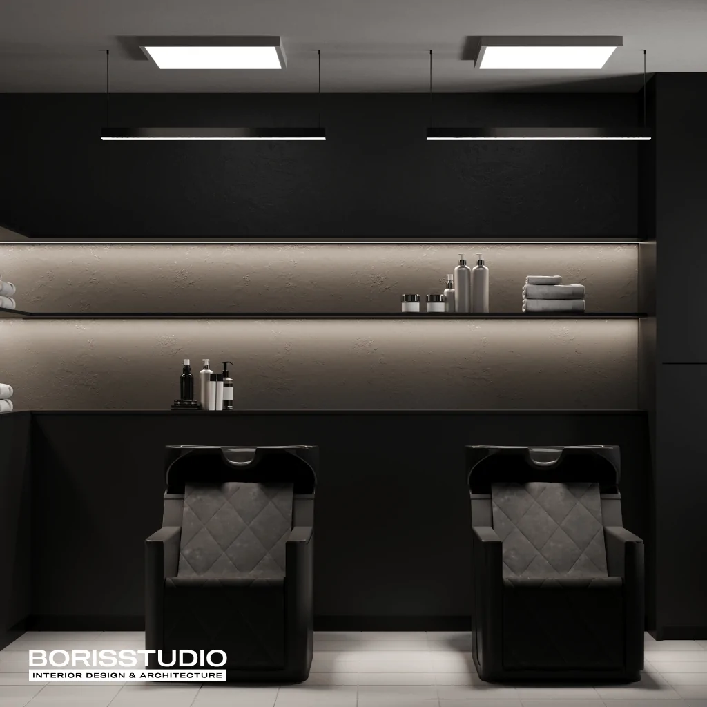 Дизайн інтер'єру барбершопу в стилі хай-тек