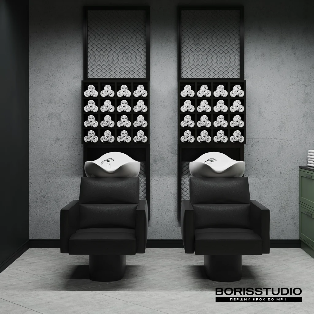 Інтер'єр барбершопу в стилі хай-тек