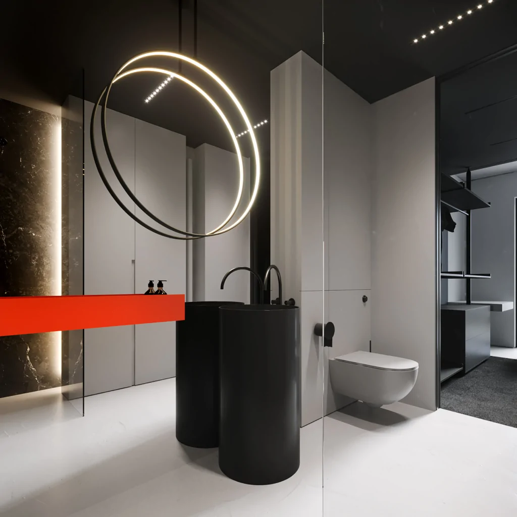 Дизайн інтер'єру ванної кімнати в стилі хай-тек від BORISSTUDIO