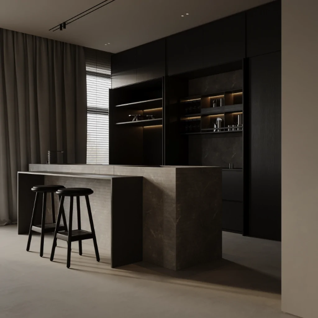 Дизайн інтер'єру кухні в стилі хай-тек від BORISSTUDIO