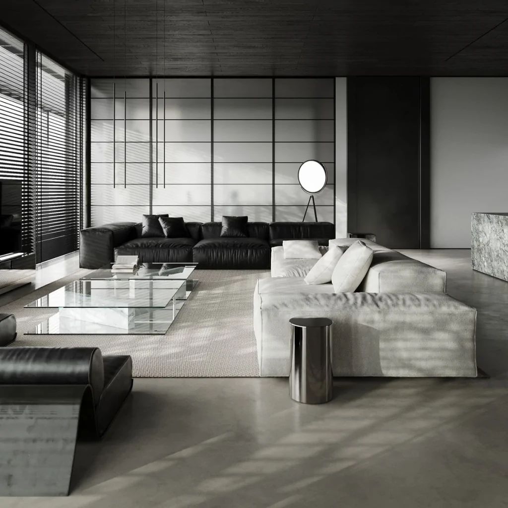 Дизайн інтер'єру вітальні в стилі хай-тек від BORISSTUDIO