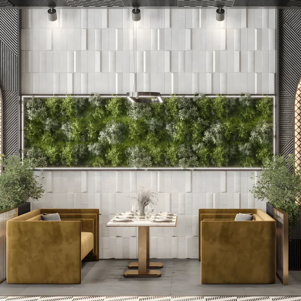 Меблі в дизайні кафе в екостилі