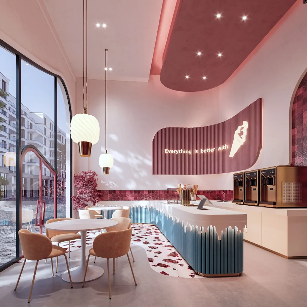 Дизайн-проект кафе в рожевому кольорі