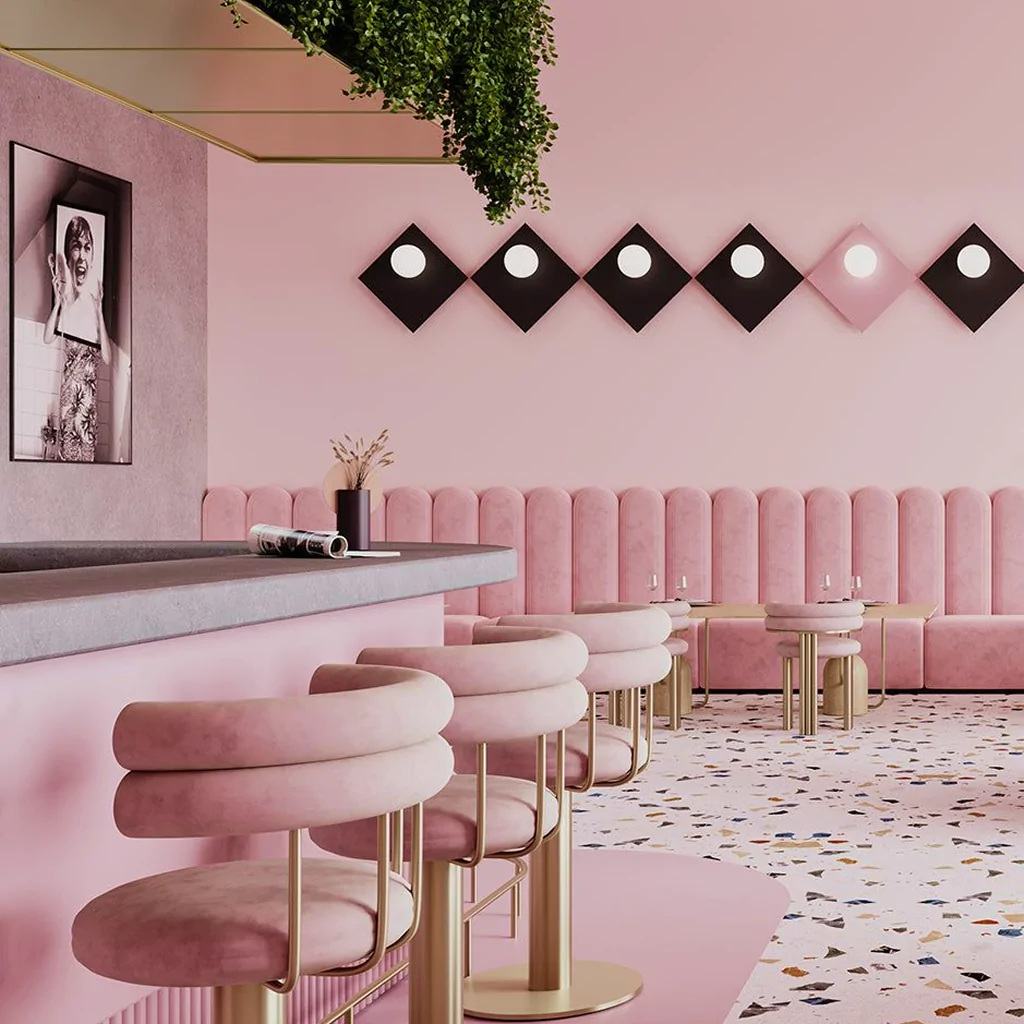 Дизайн-проект інтер'єру кафе в рожевому кольорі