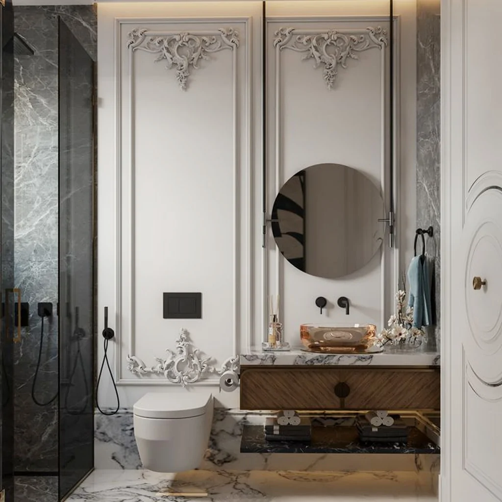 Дизайн-проект ванной комнаты в классическом стиле