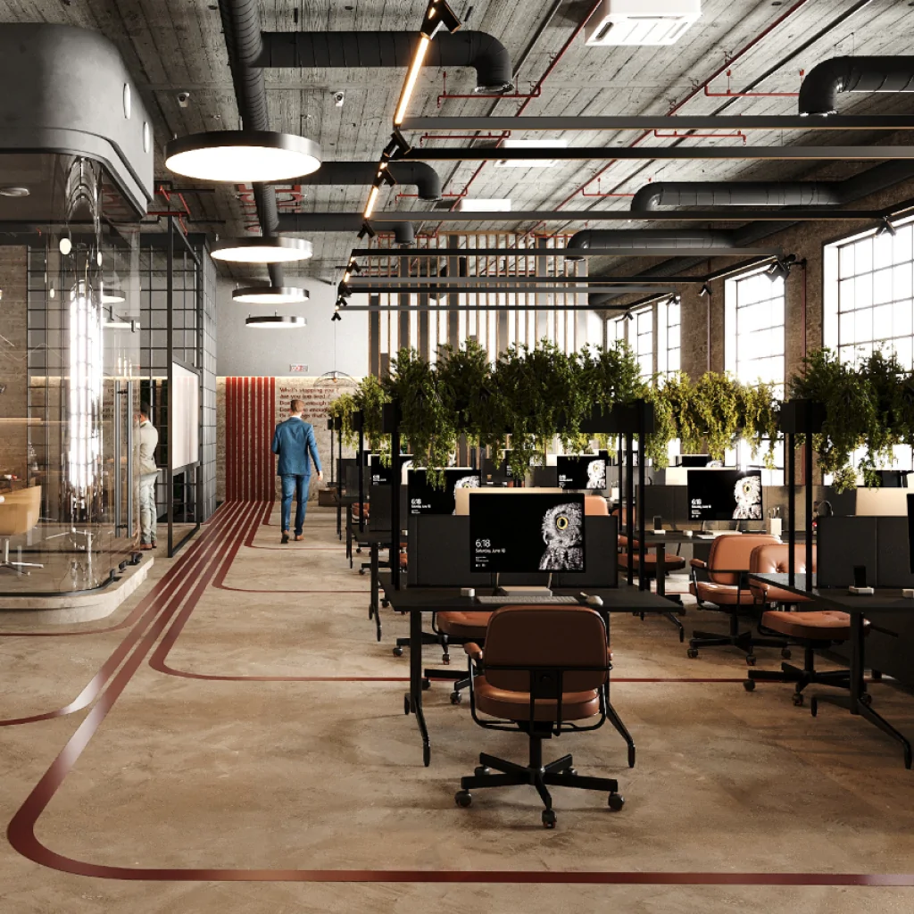 Дизайн інтер'єру коворкінгу в стилі лофт