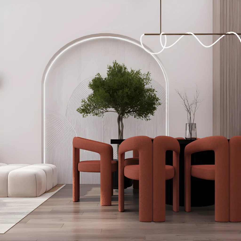 Красный и белый цвета в дизайне интерьера гостиной