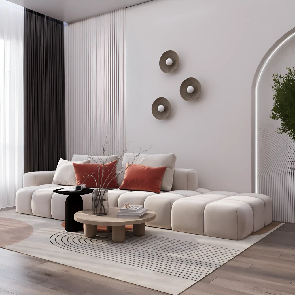 Красный текстиль в дизайне интерьера гостиной