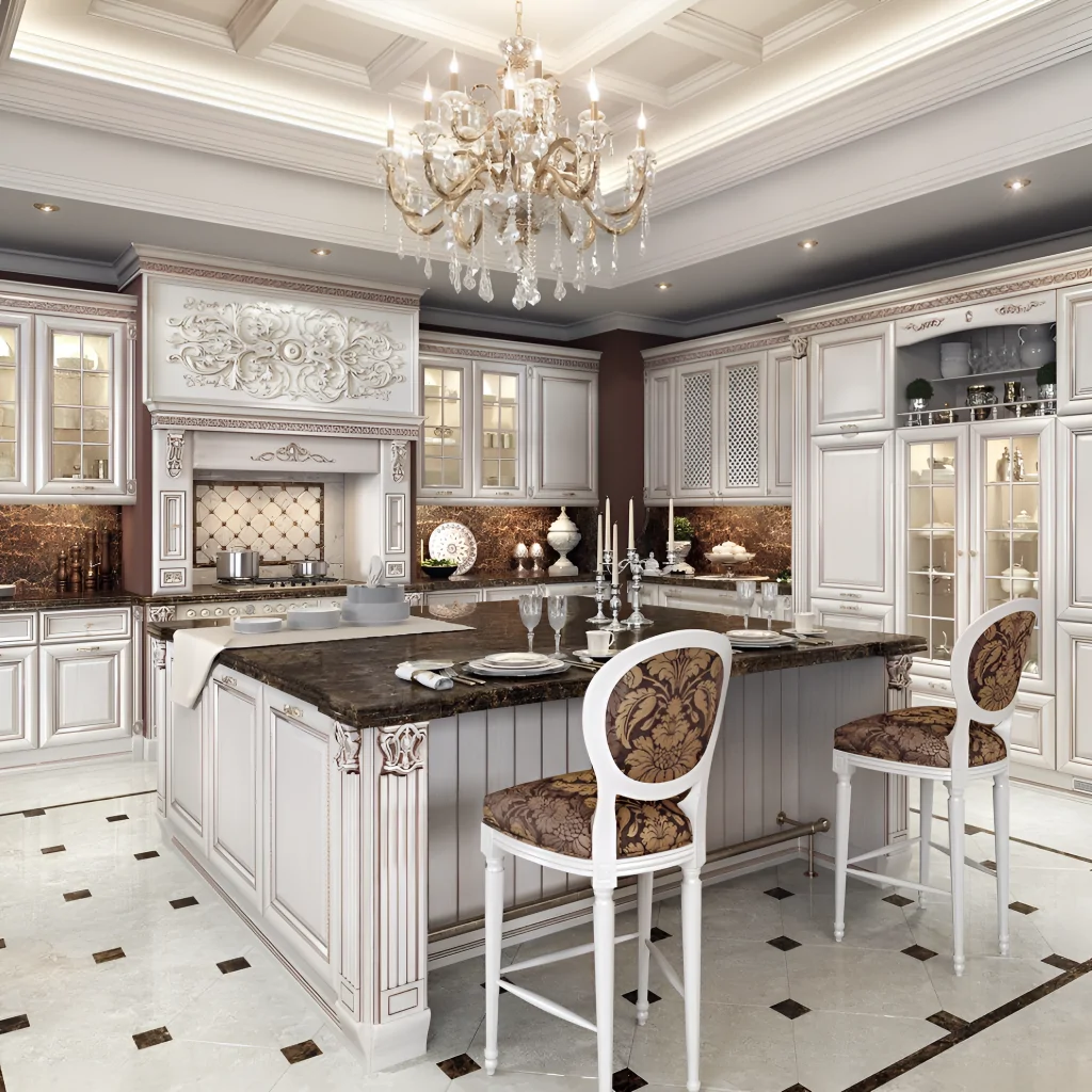 Дизайн інтер'єру кутової кухні у класичному стилі
