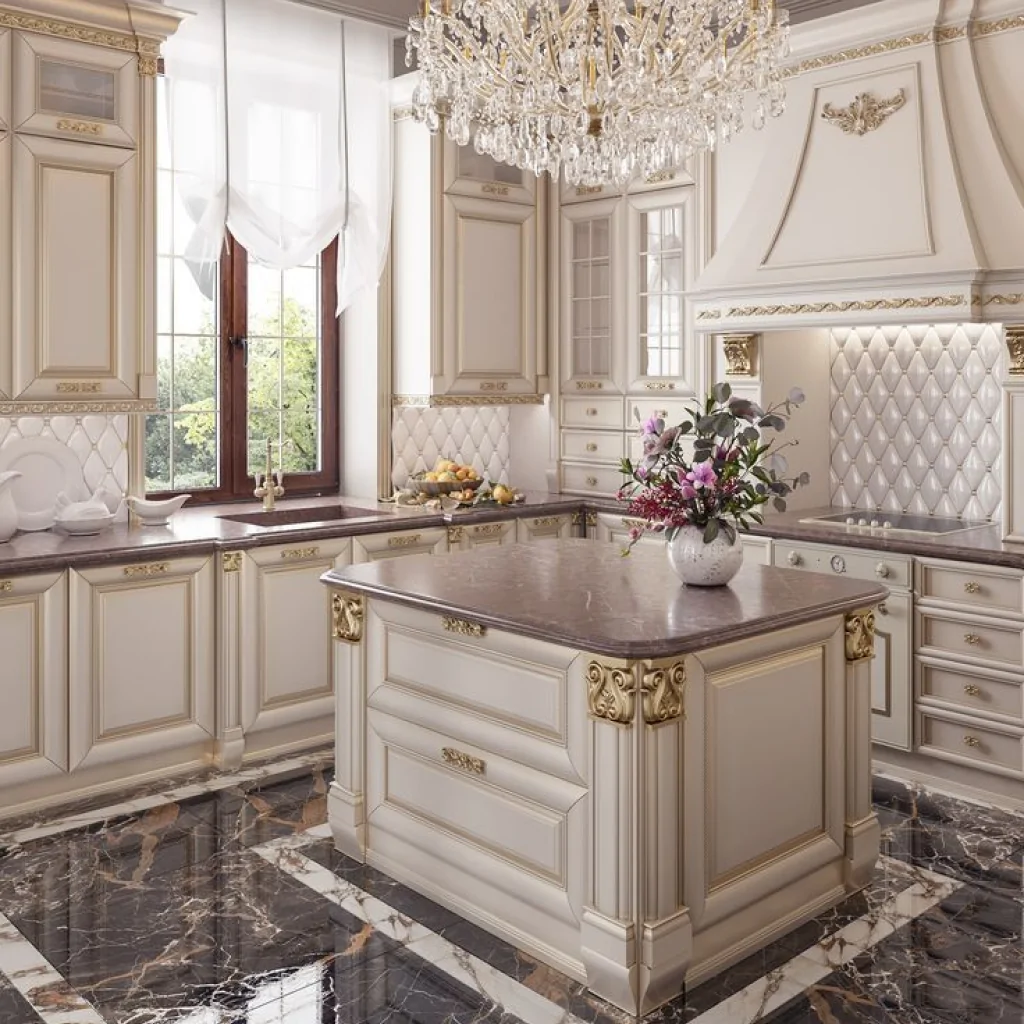 Дизайн кутової кухні у класичному стилі