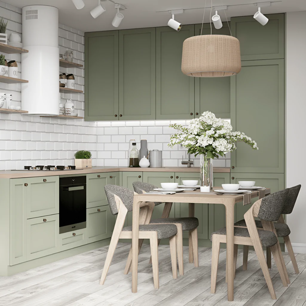 Дизайн інтер'єру кутової кухні у скандинавському стилі