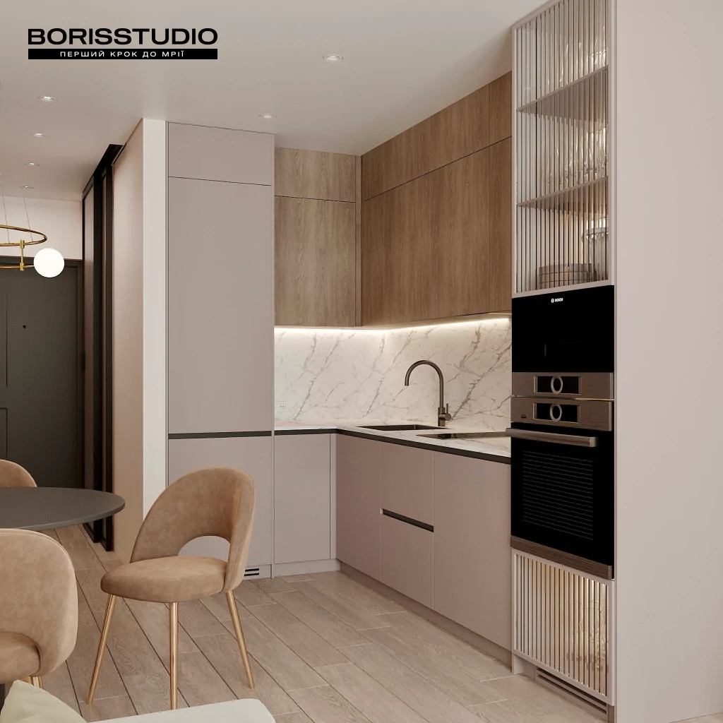 Дизайн інтер'єру кутової кухні у сучасному стилі