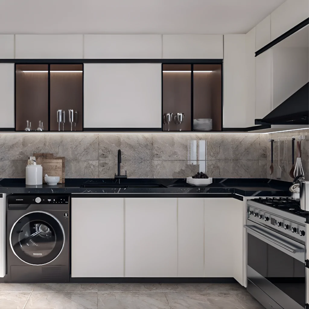 Дизайн кутової кухні у стилі хай-тек