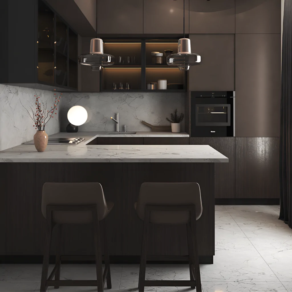 Дизайн-проєкт кутової кухні у стилі хай-тек