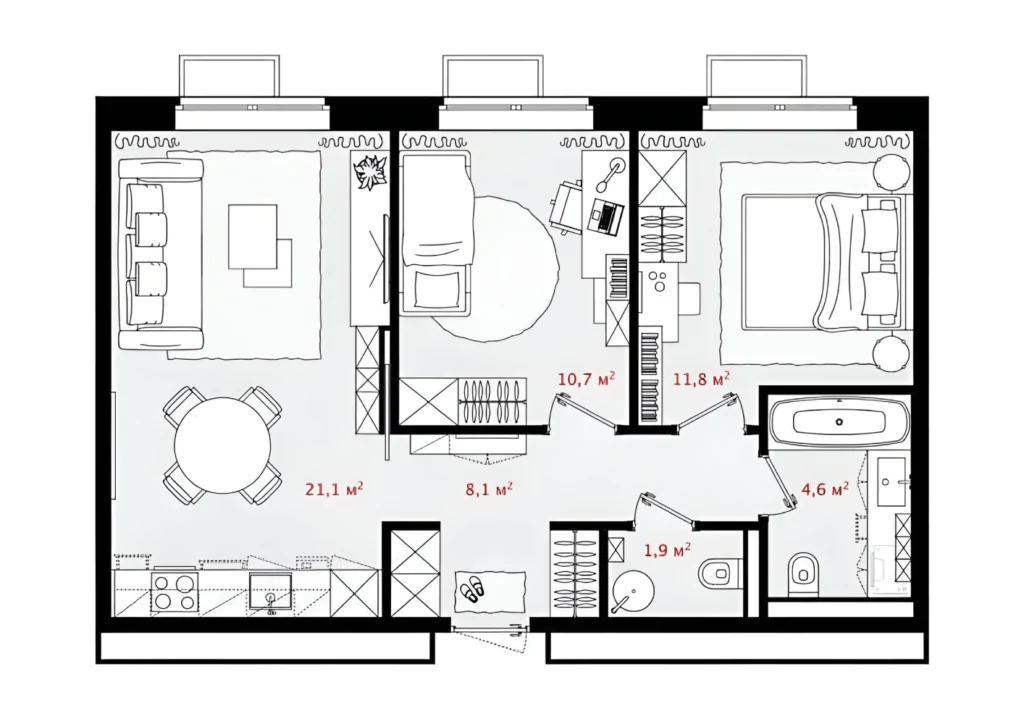 Квартира з лінійним плануванням