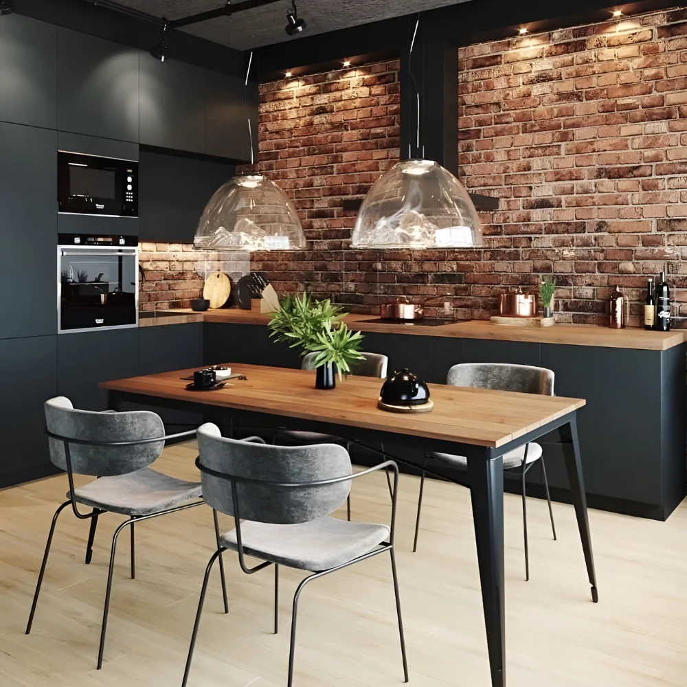 Кухня без верхніх шаф у стилі лофт