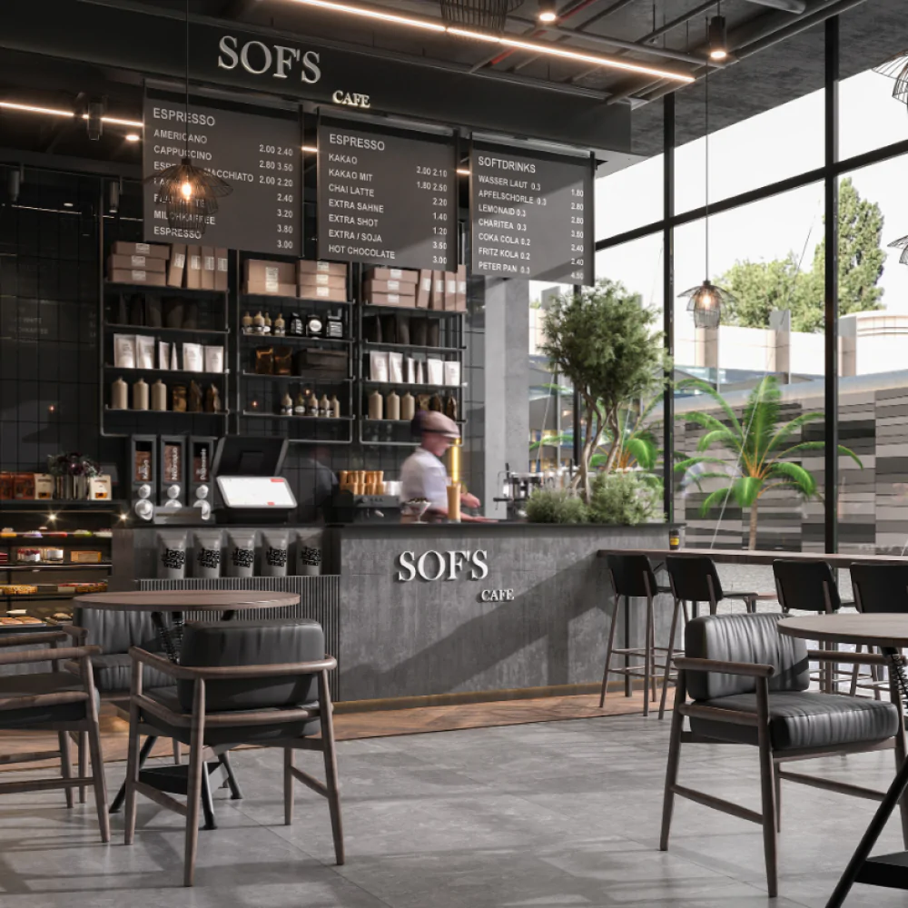 Інтер'єр кав'ярні у стилі лофт, фото №1