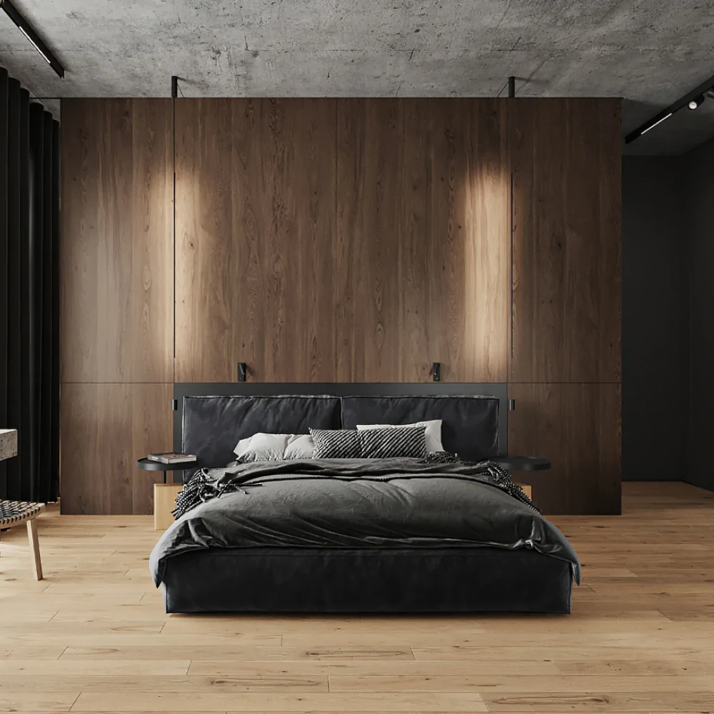 спальня в стиле лофт