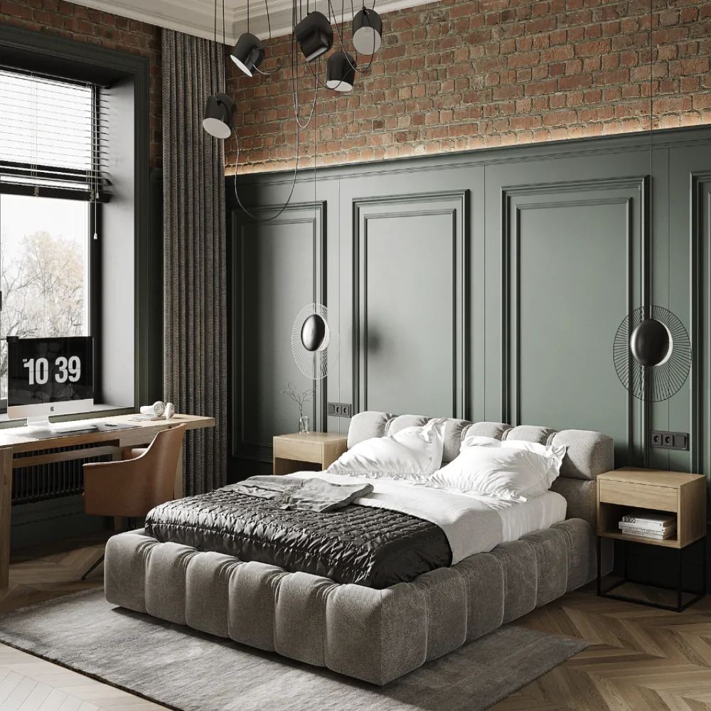 ремонт спальной комнаты в стиле лофт