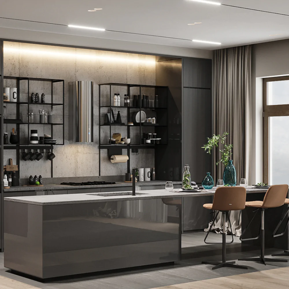 ремонт большой кухни в стиле лофт