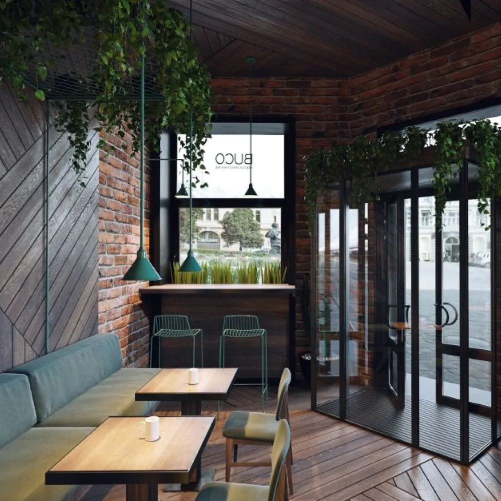 Інтер'єр кав'ярні в стилі лофт